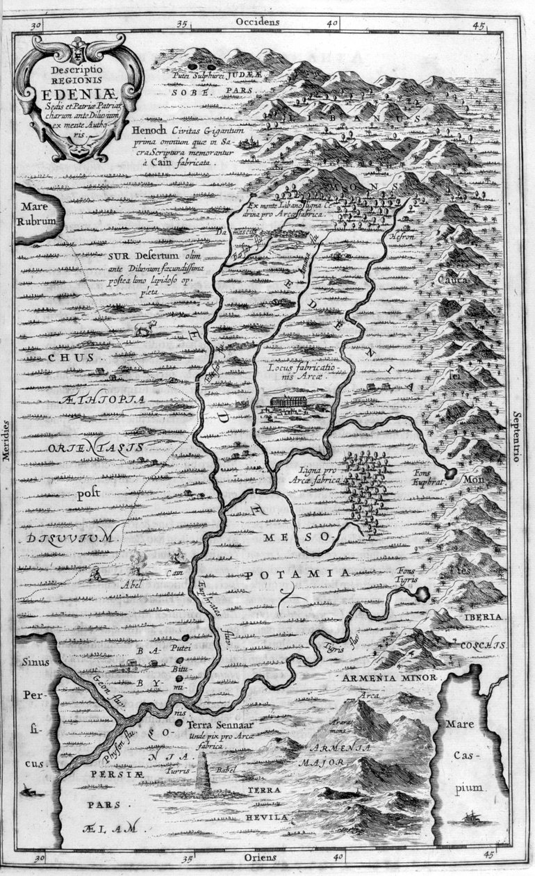 Az Édenkert térképe, 1675 alkotó: Athanasius Kircher