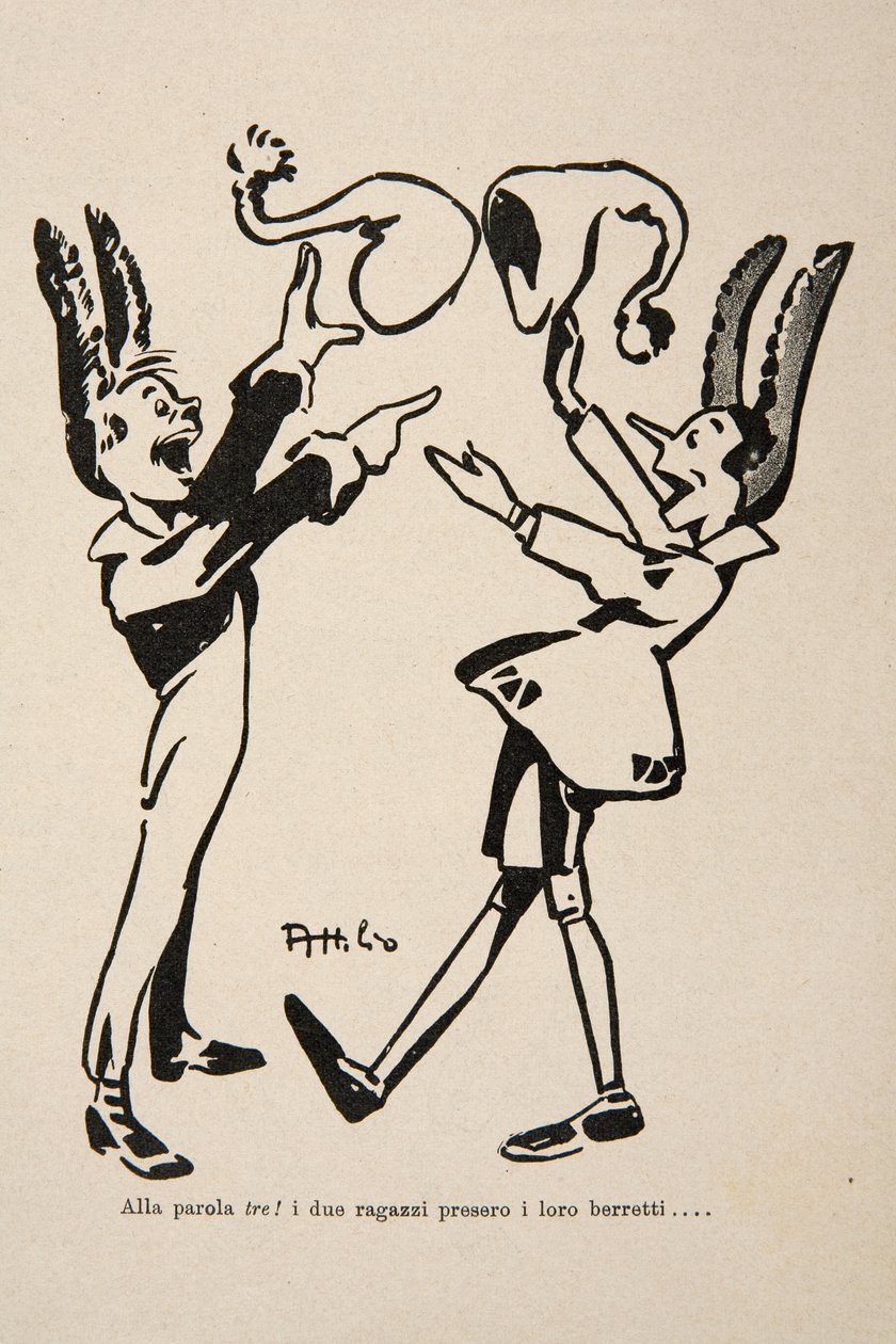 Pinokkió és Candlewick, illusztráció a "Pinokkió"-ból alkotó: Attilio Mussino
