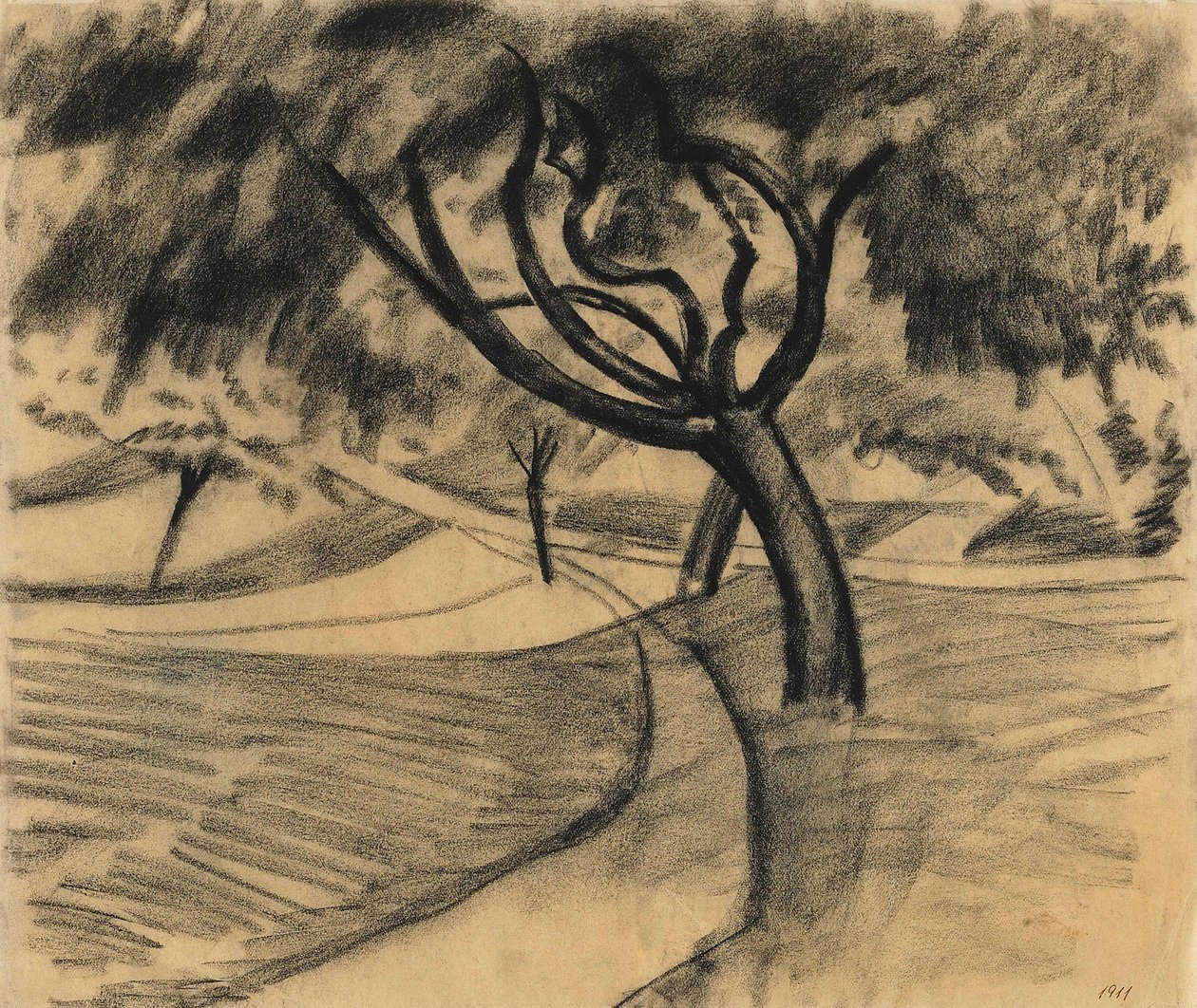 Fa és mezők alkotó: August Macke