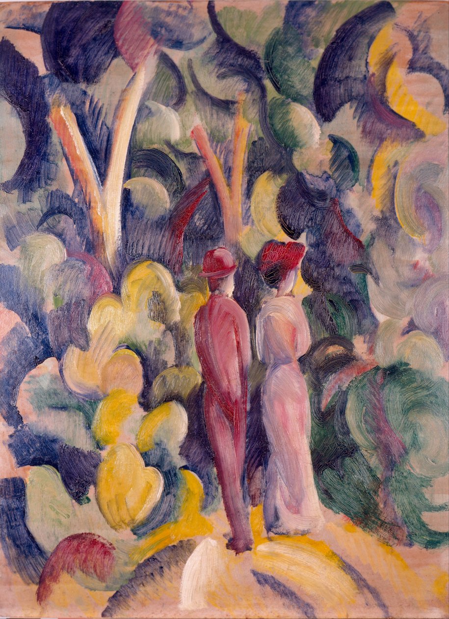 Pár az erdei pályán alkotó: August Macke
