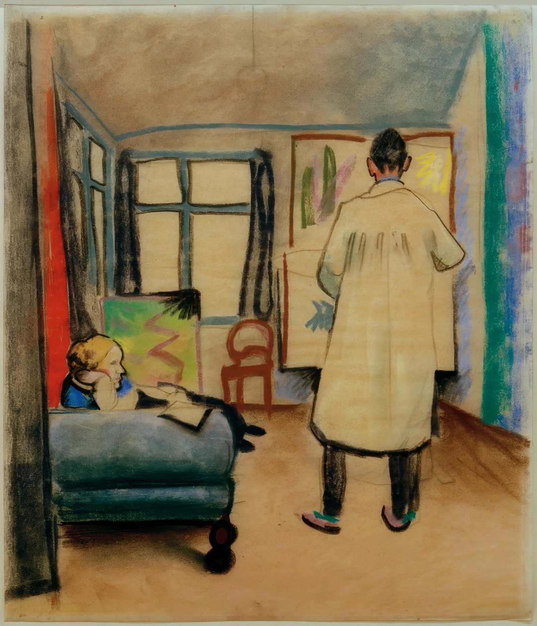 Franz és Maria Marc a stúdióban August Macke társaságában Bonnban alkotó: August Macke