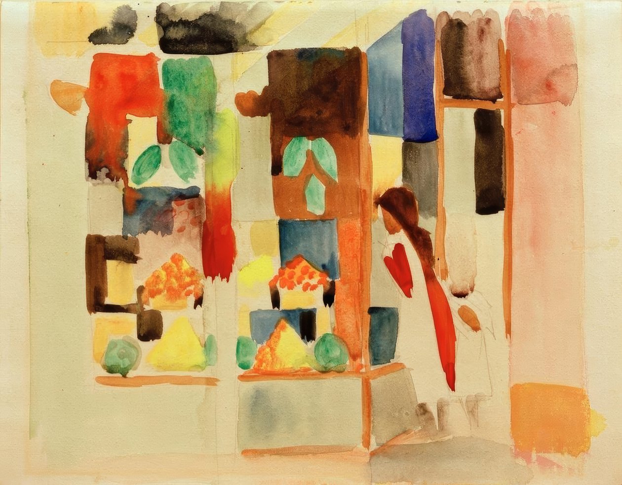 Gyerekek a zöldségesnél I. alkotó: August Macke