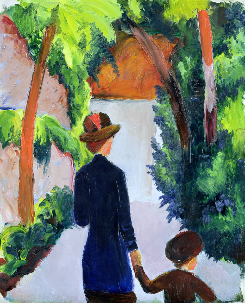 Anya és gyermeke a parkban, 1914 alkotó: August Macke
