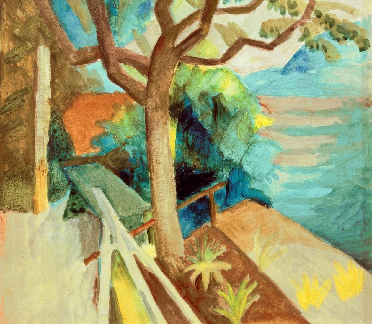 Naplemente után a tónál alkotó: August Macke