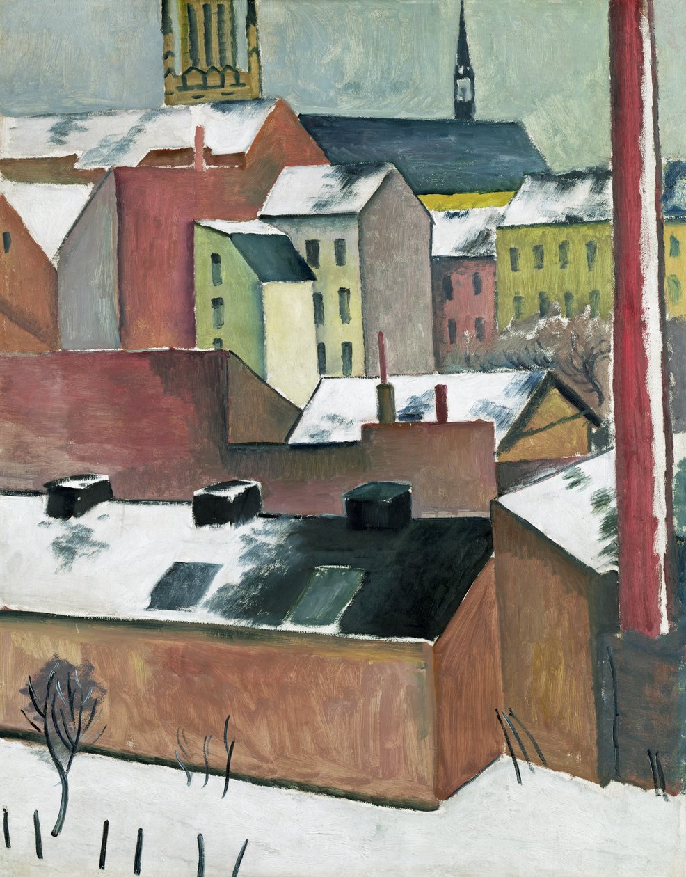A bonni Szent Mária-templom hóban, 1911 (olaj, papír) alkotó: August Macke