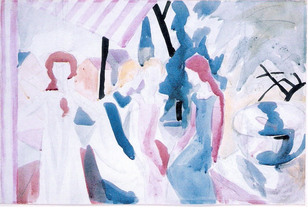 Négy lány egy lugasban alkotó: August Macke