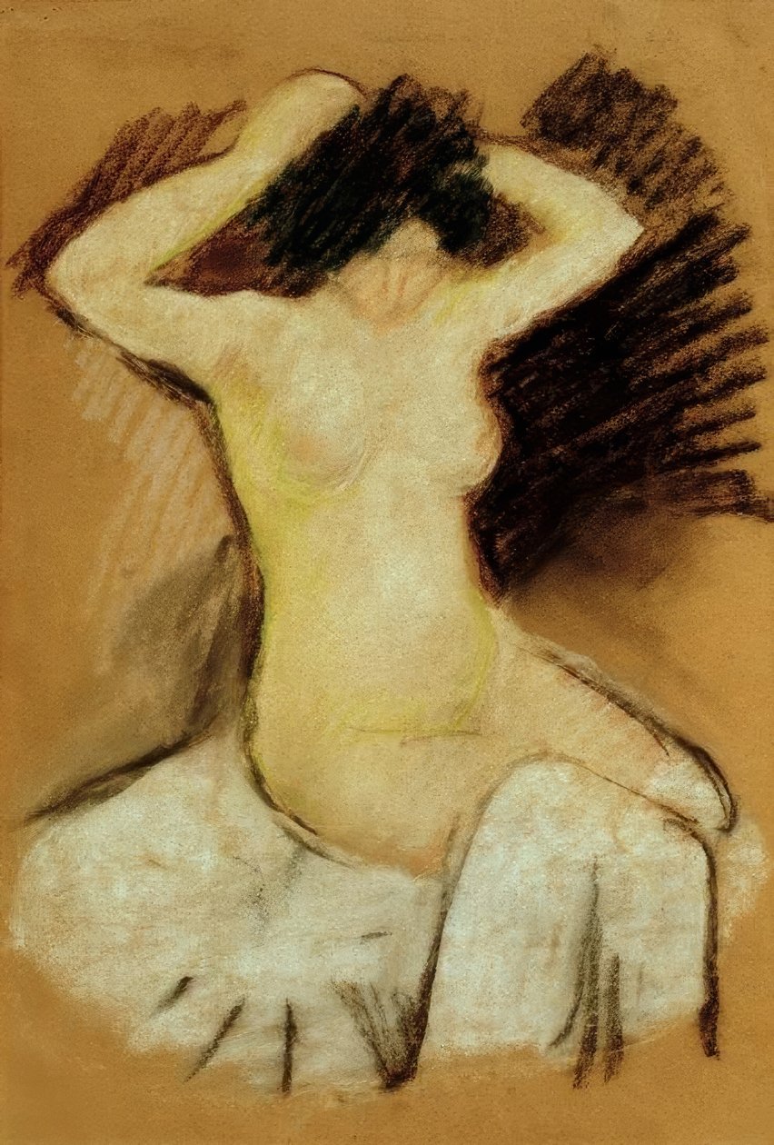 Akt fehér ruhán alkotó: August Macke
