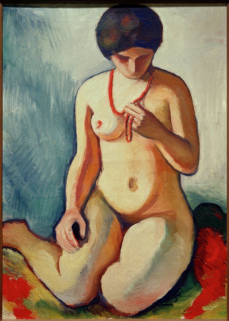 Nude korall nyaklánccal alkotó: August Macke