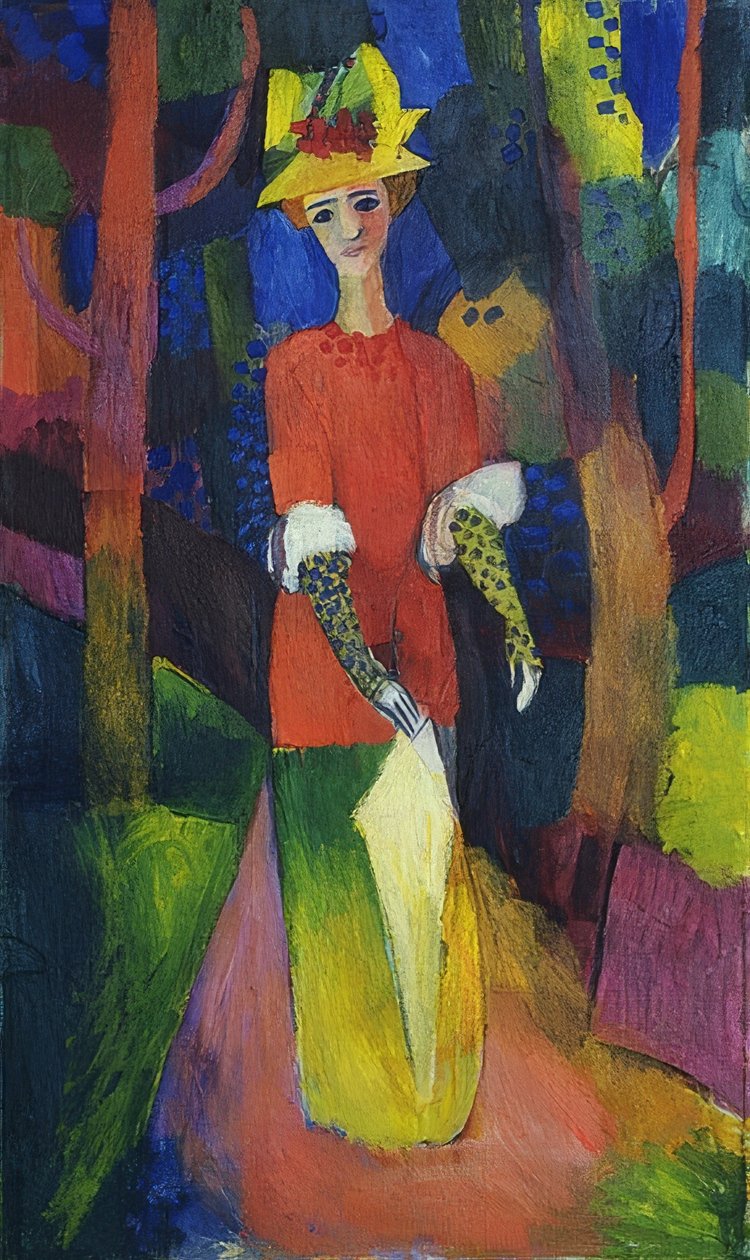 Hölgy a parkban. 1914 alkotó: August Macke