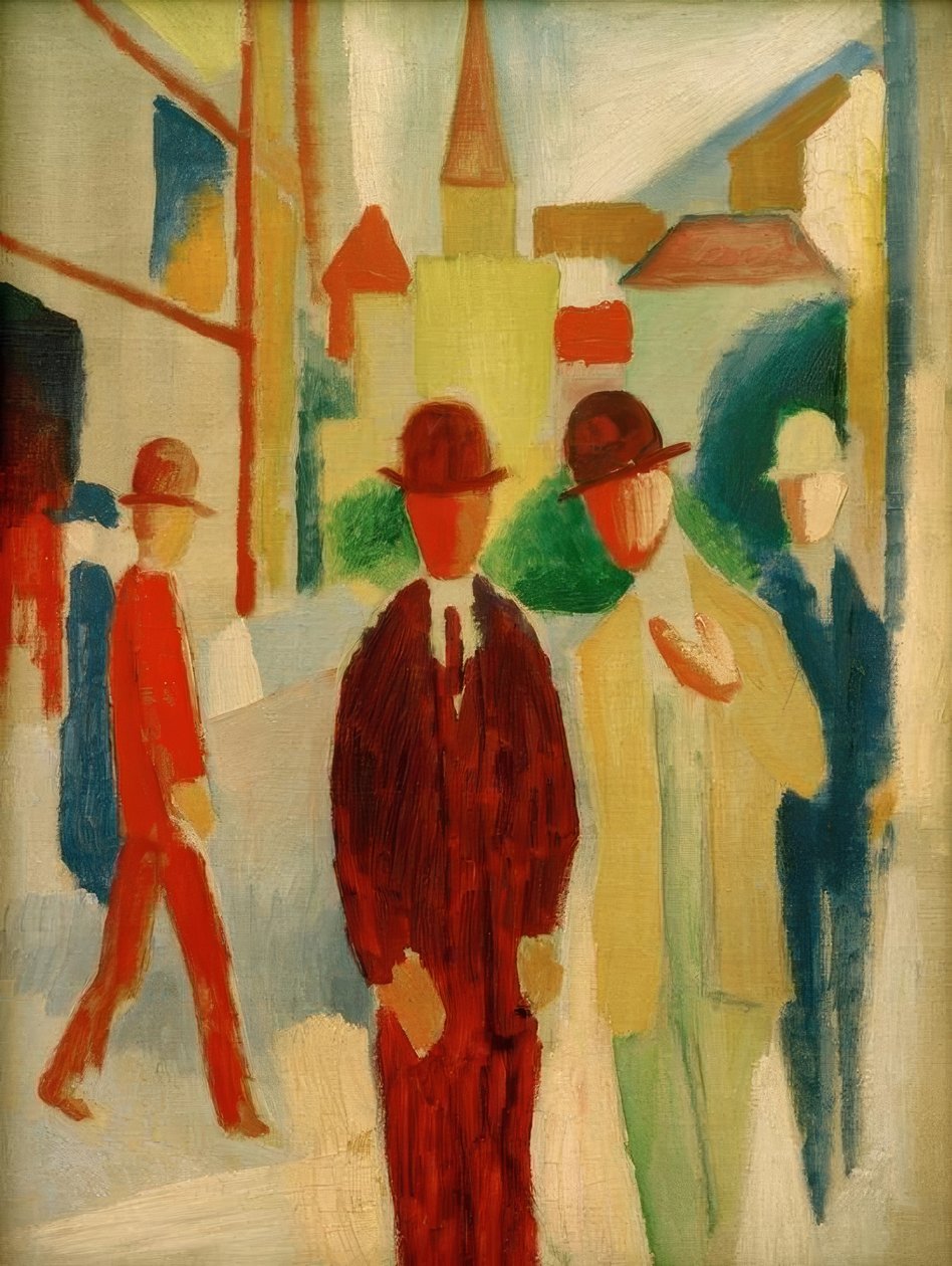 Világos utca emberekkel alkotó: August Macke