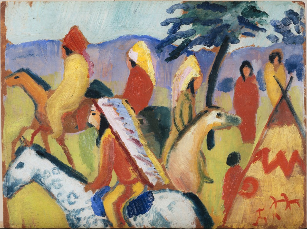 Indiánok lóháton alkotó: August Macke