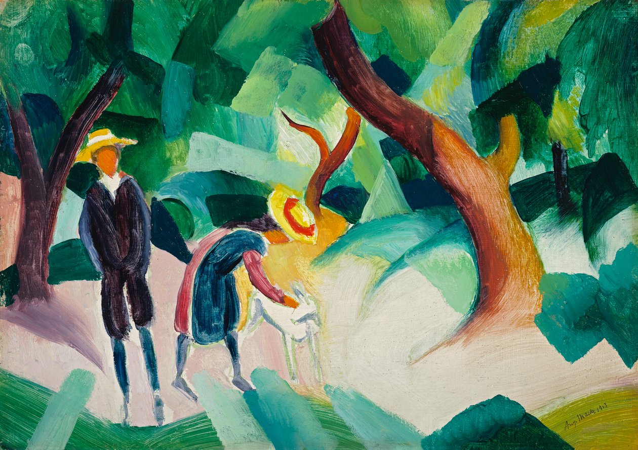 gyerekek kecskével alkotó: August Macke