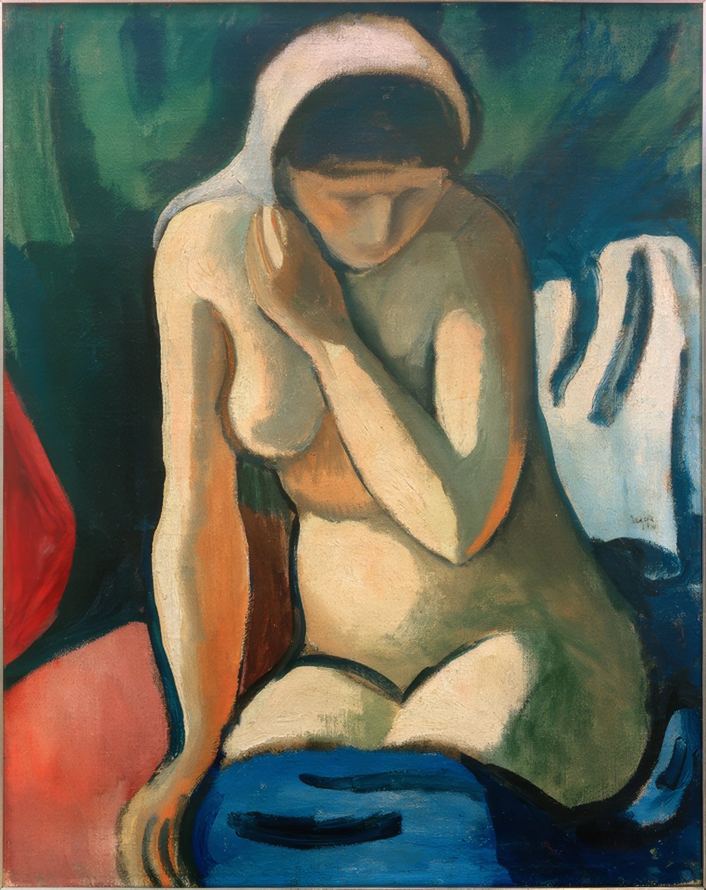 Meztelen lány fejkendővel alkotó: August Macke