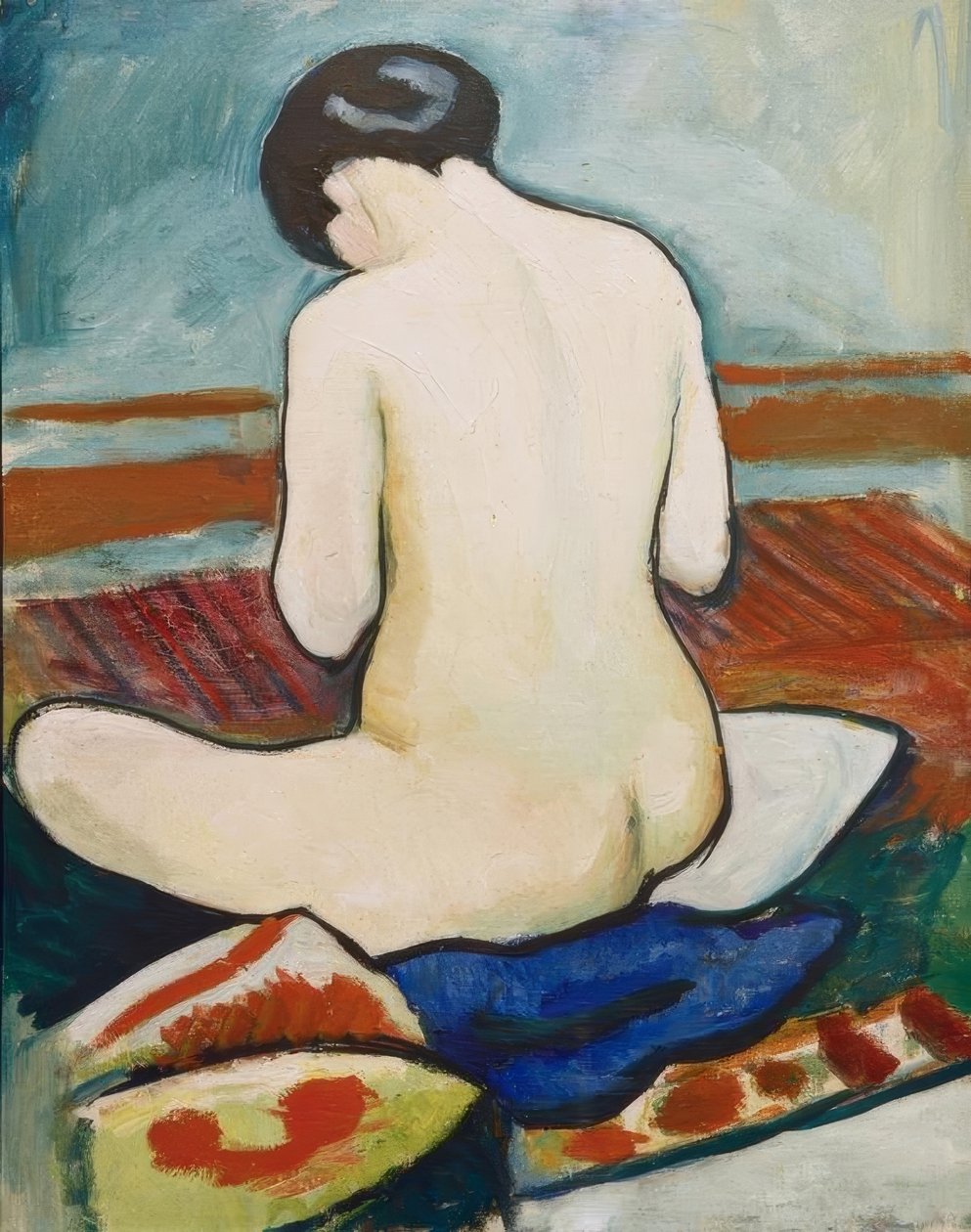 Meztelenül ül párnákkal alkotó: August Macke