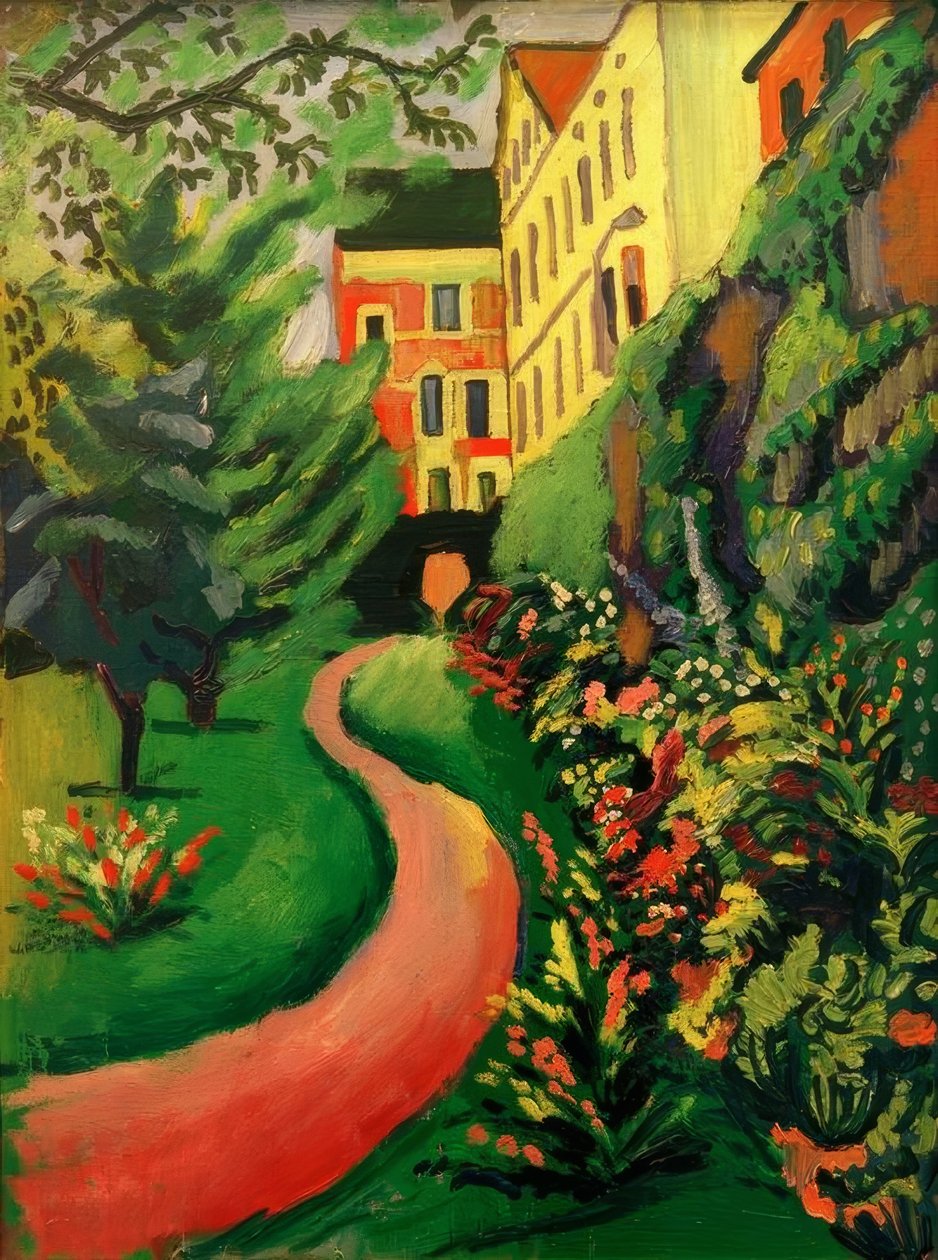 Virágzó szegélyű kertünk alkotó: August Macke
