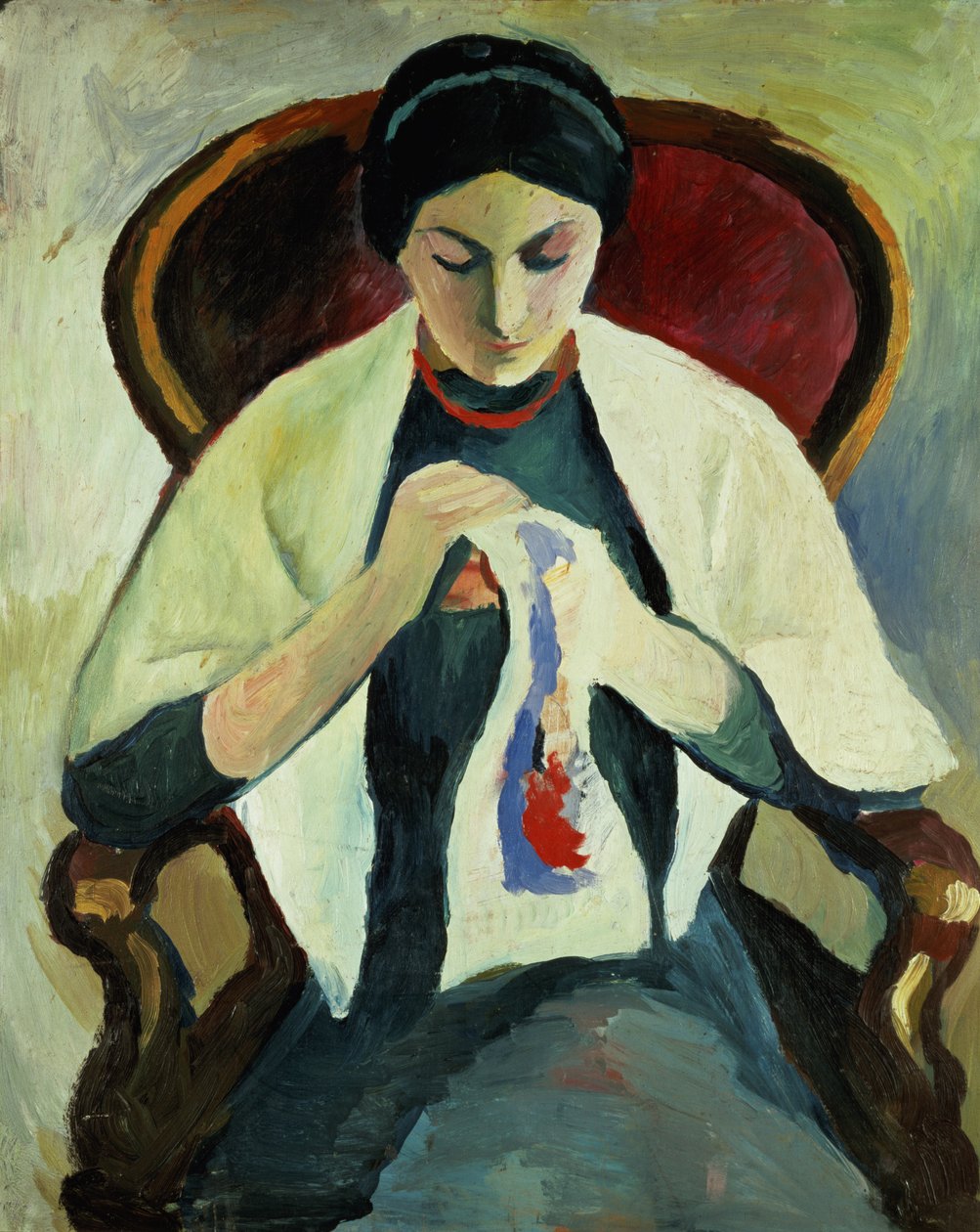 Nő varrás alkotó: August Macke
