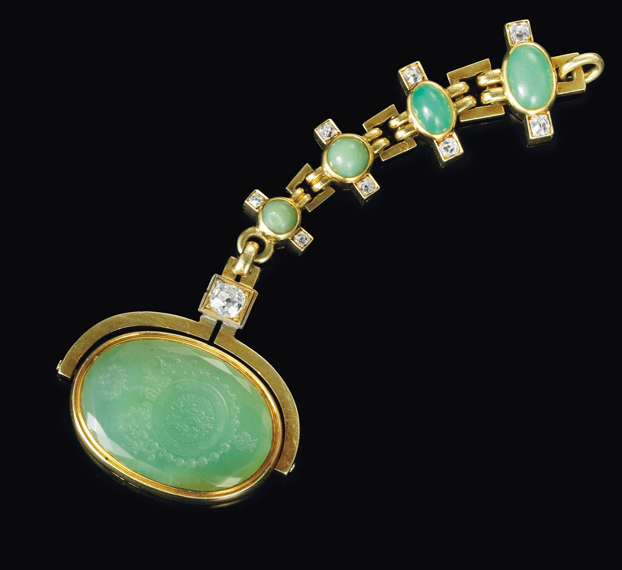 Faberge ékköves forgópecsétje, 1890 körül alkotó: August Wilhelm Holmström