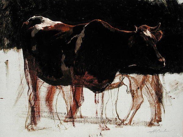 Szarvasmarha tanulmány (olaj, vászon) alkotó: Auguste Francois Bonheur