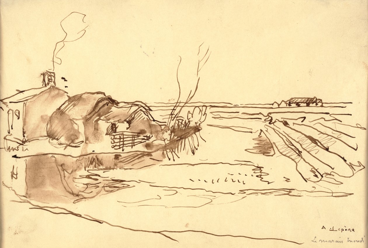 Táj (tinta papíron) alkotó: Auguste Lepere