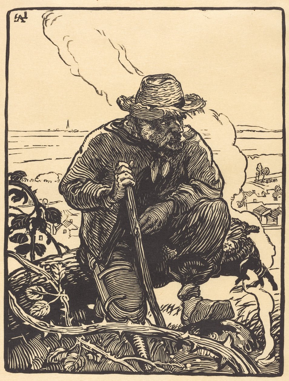 A vidéki koldus, 1895. alkotó: Auguste Lepere