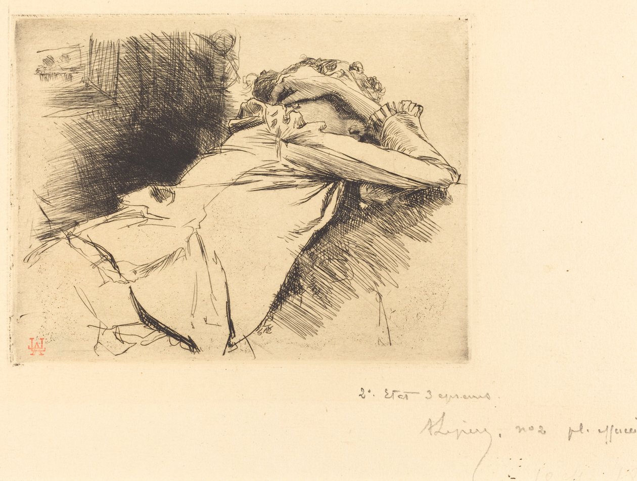 Döntött nő alvó (Femme couchee sommeillant) alkotó: Auguste Lepere