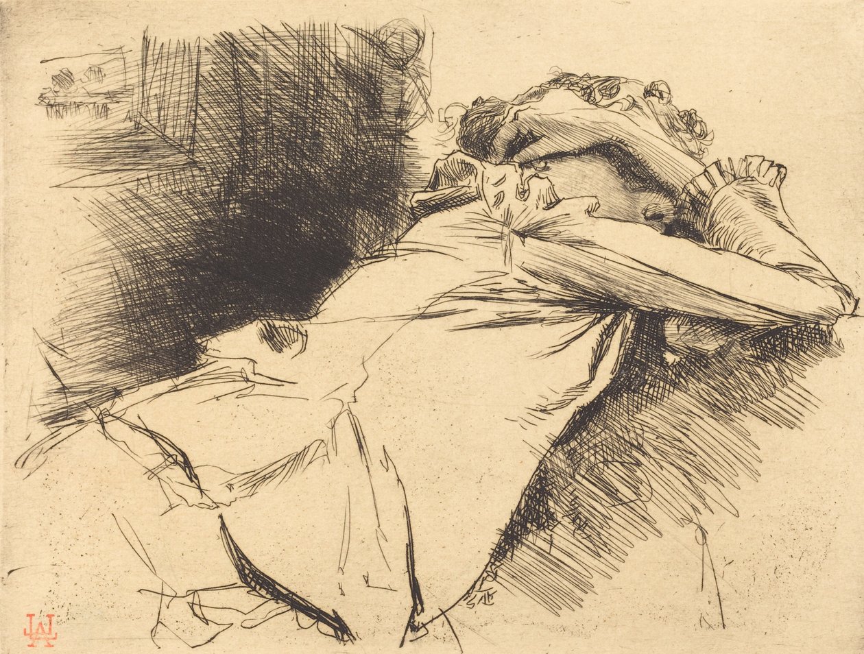 Döntött nő alvó női kanapé sommeillant, 1892. alkotó: Auguste Lepere
