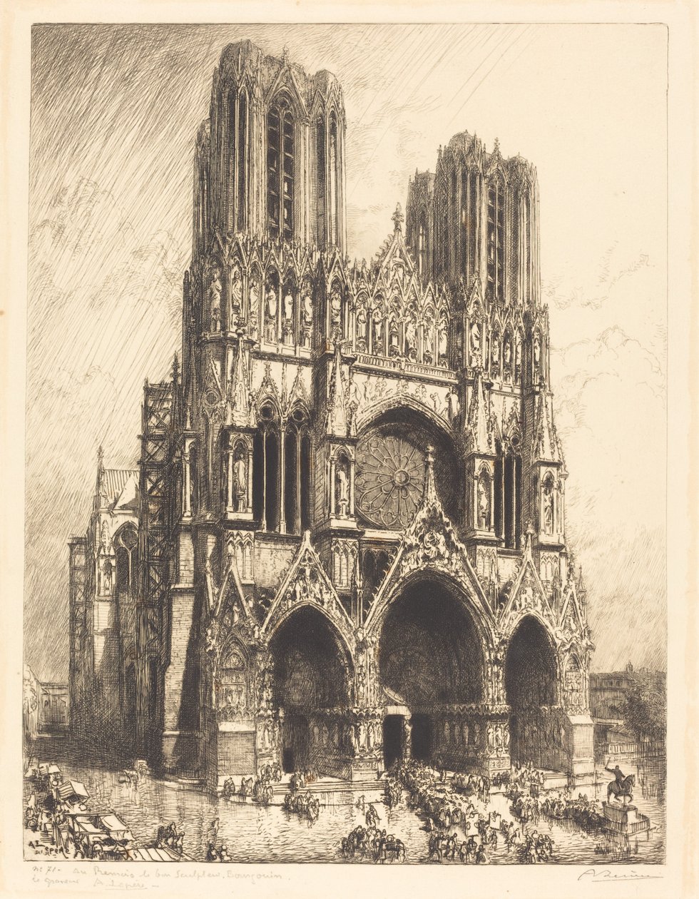 Reimsi katedrális (Cathedral de Reims) alkotó: Auguste Lepere