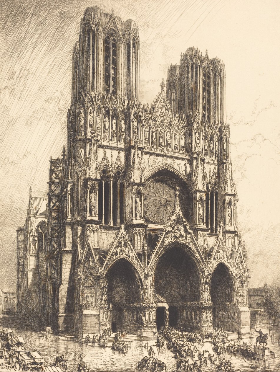 Reimsi katedrális Cathedrale de Reims, 1911. alkotó: Auguste Lepere