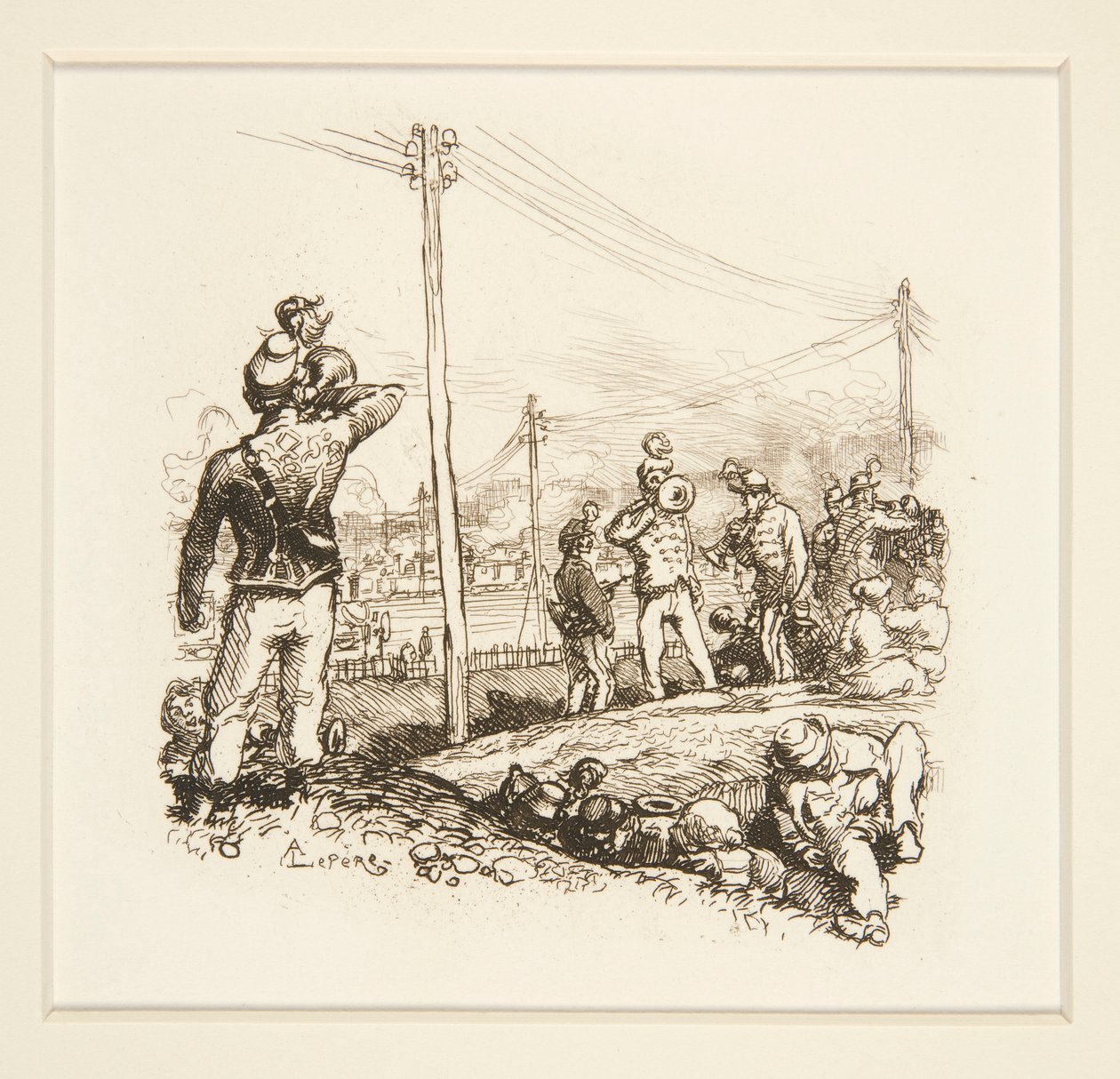 Katonák buglyákkal alkotó: Auguste Lepere