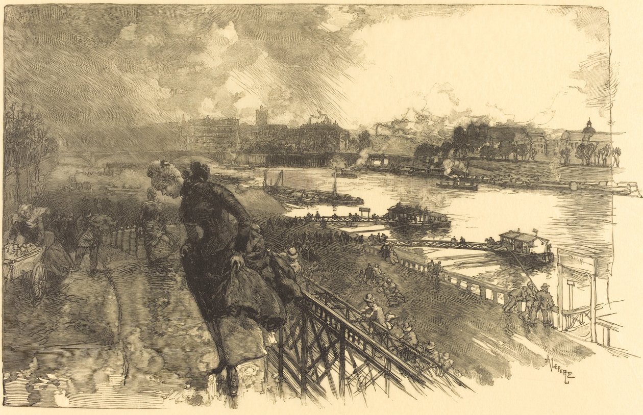 A Szajna az Austerlitz-híd közelében, 1888. alkotó: Auguste Lepere