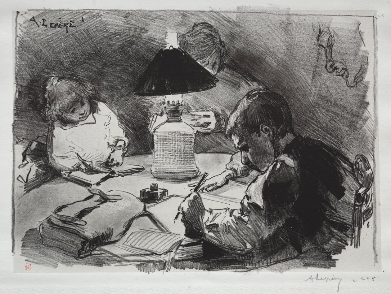 A lámpa körül, 1891. alkotó: Auguste Louis Lepère