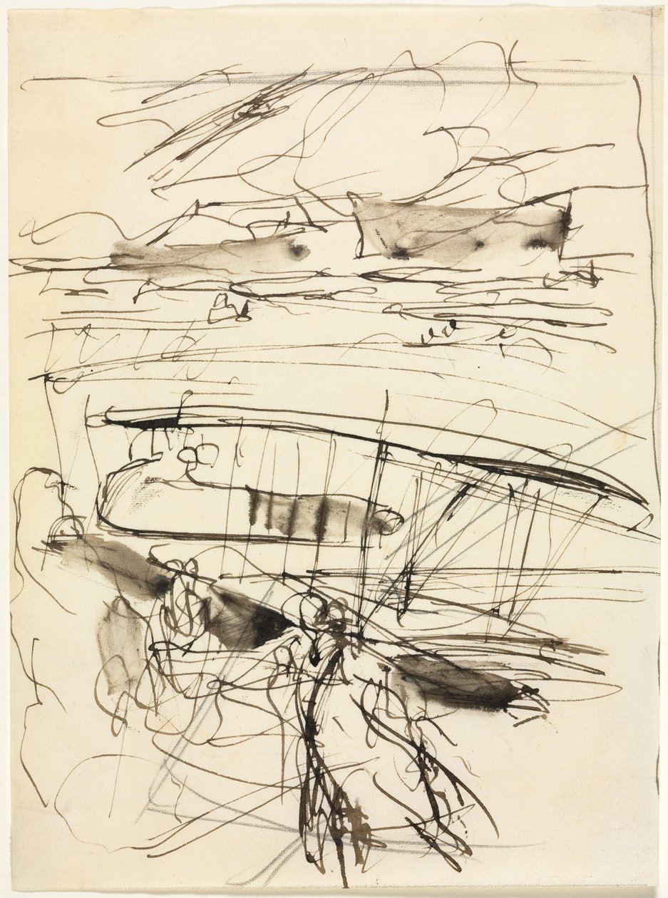 Földön nyugvó repülőgépek, 1914. alkotó: Auguste Louis Lepère