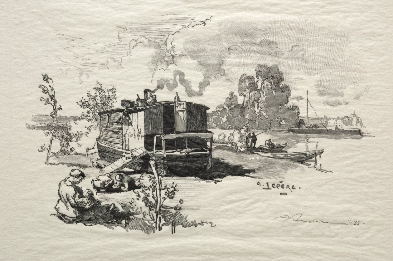 Lakóhajó. alkotó: Auguste Louis Lepère