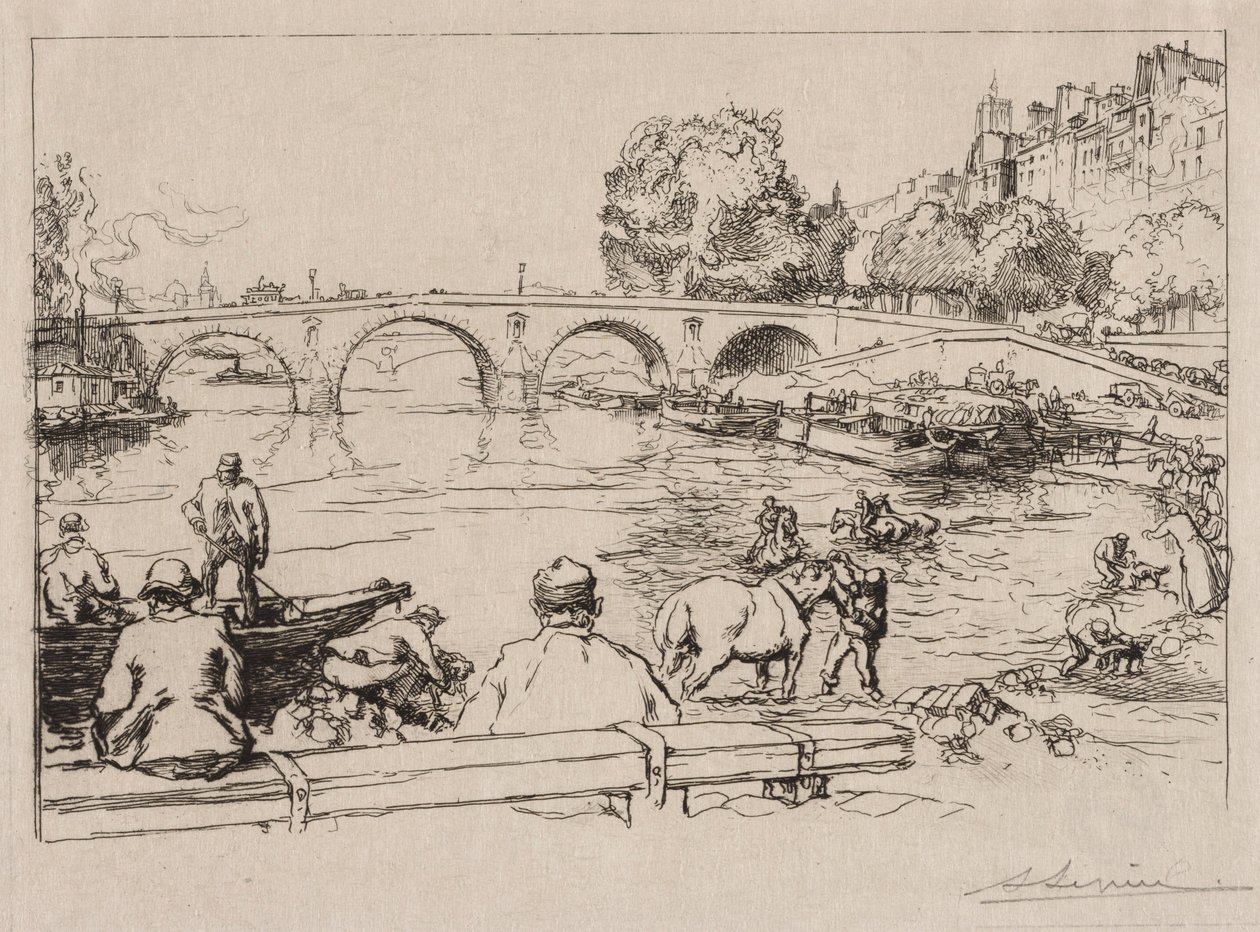 A Pont Marie-i ivóhely, 1912. alkotó: Auguste Louis Lepère