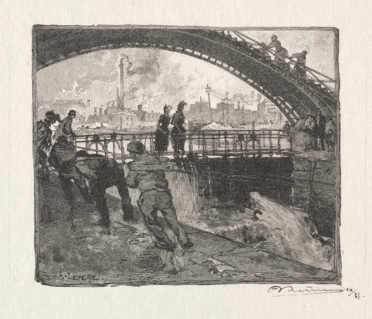 LEcluse du Canal St. Martin, 1890. alkotó: Auguste Louis Lepère
