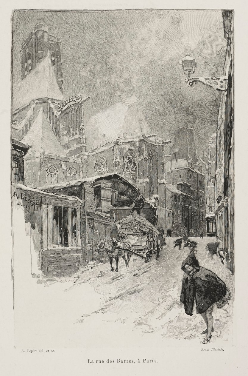 Rue des Barres, Párizs. alkotó: Auguste Louis Lepère