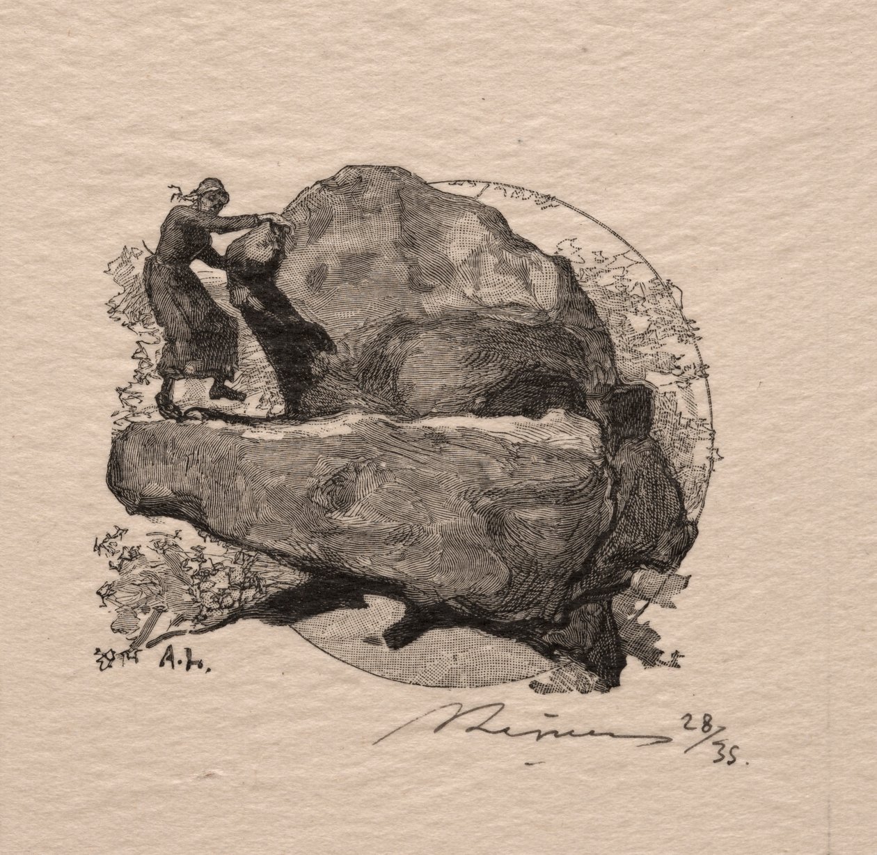 A remegő szikla. alkotó: Auguste Louis Lepère