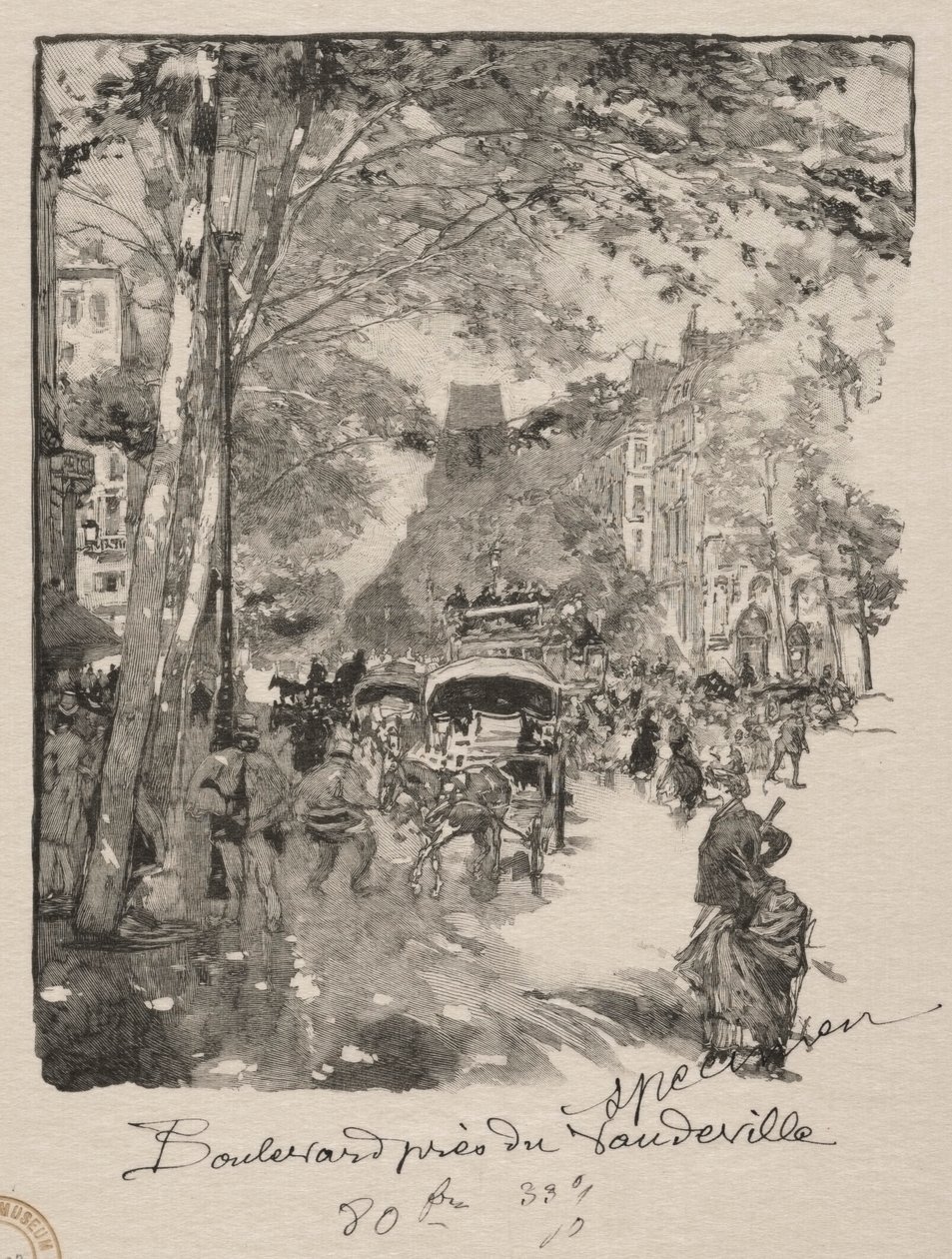 A Boulevard a Vaudeville közelében. alkotó: Auguste Louis Lepère