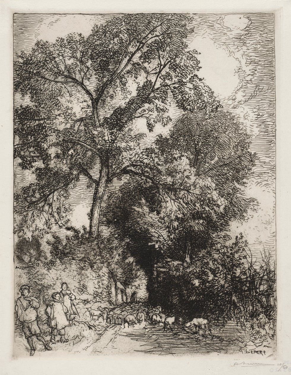 A csorda visszatérése, Crèvecoeur alkotó: Auguste Louis Lepère