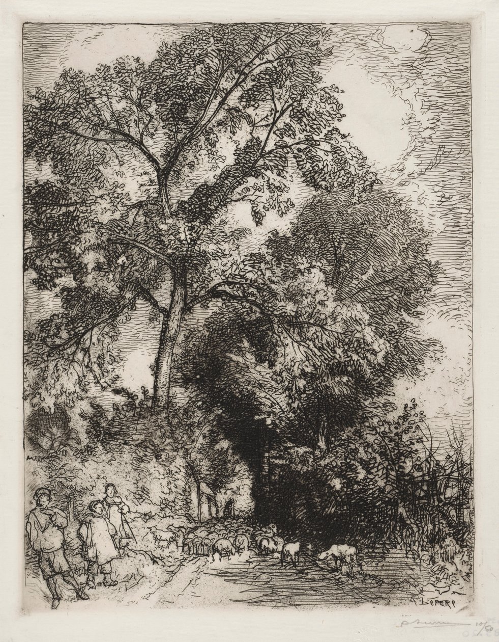 A csorda visszatérése, Crèvecoeur, 1913. alkotó: Auguste Louis Lepère