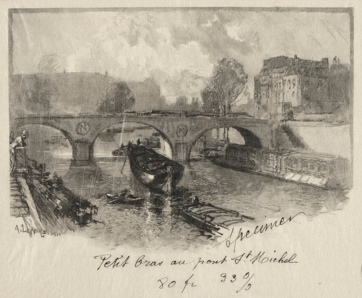 Kiskar a Pont St. Michelnél. alkotó: Auguste Louis Lepère