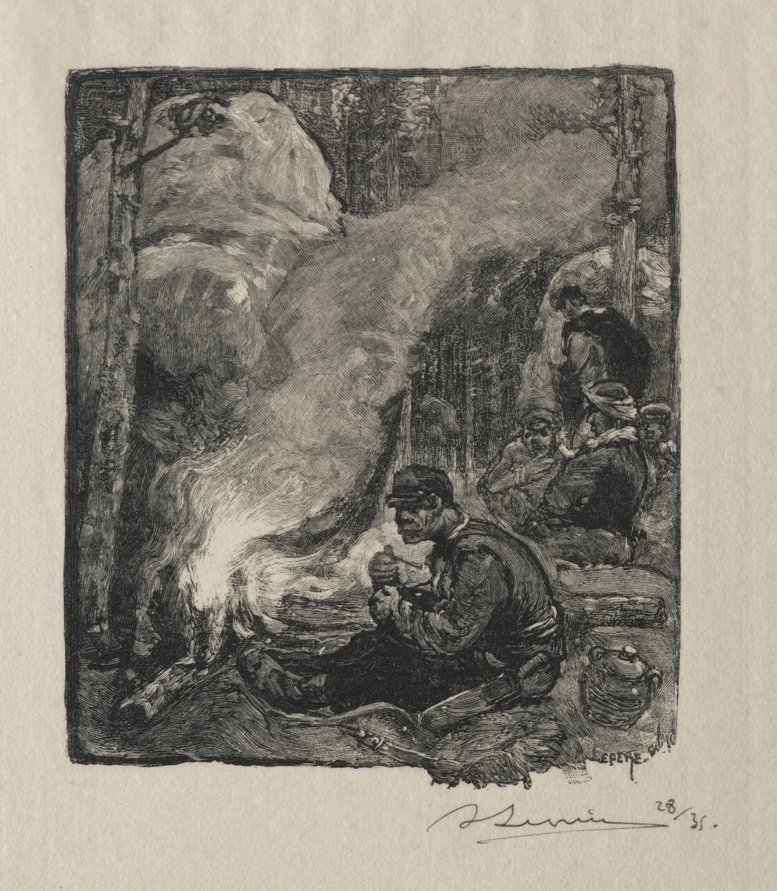A favágók étkezése, 1887. alkotó: Auguste Louis Lepère