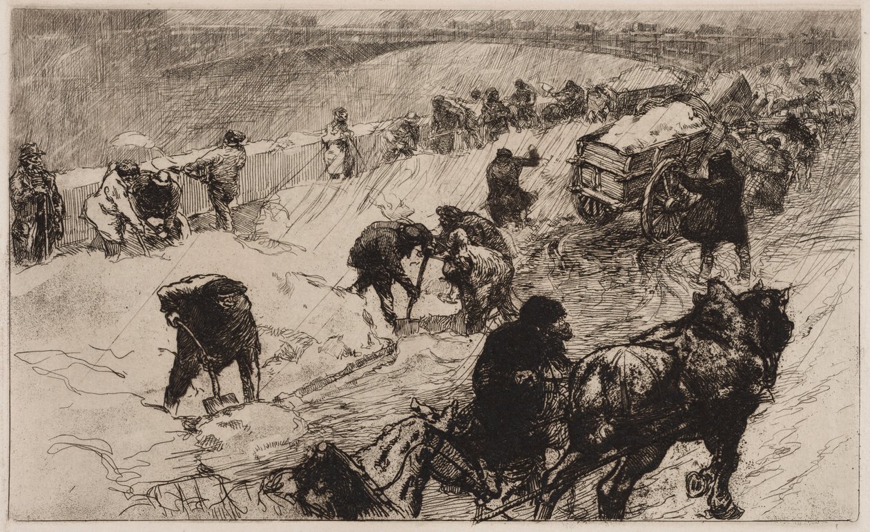 Hógolyóharc: Flower Quay alkotó: Auguste Louis Lepère