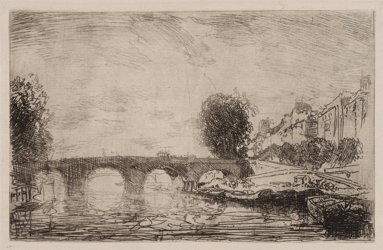 Naplemente Pont Marie-nál, 1890. alkotó: Auguste Louis Lepère