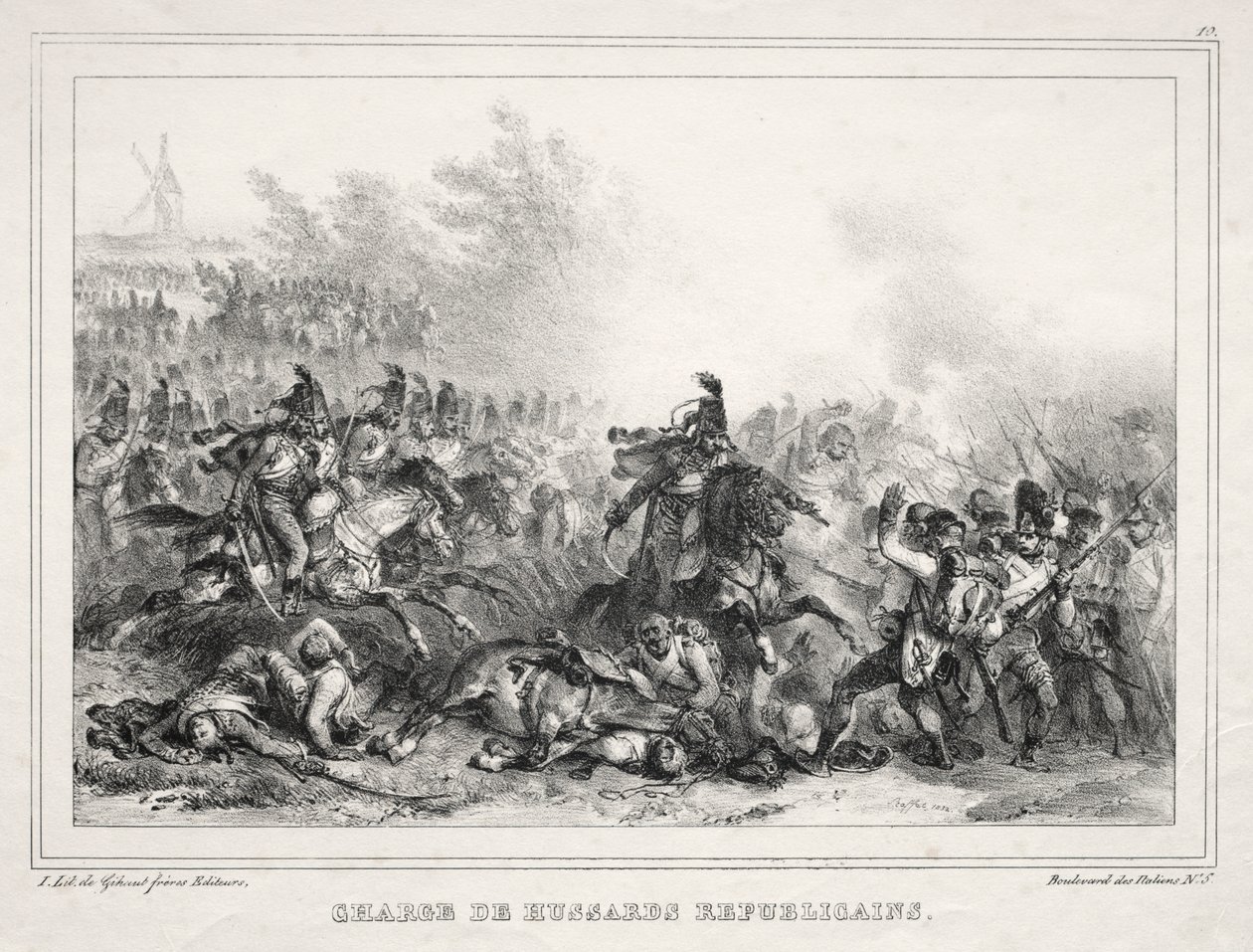 Album 1833-hoz: Republikánus huszárok vádja alkotó: Auguste Raffet