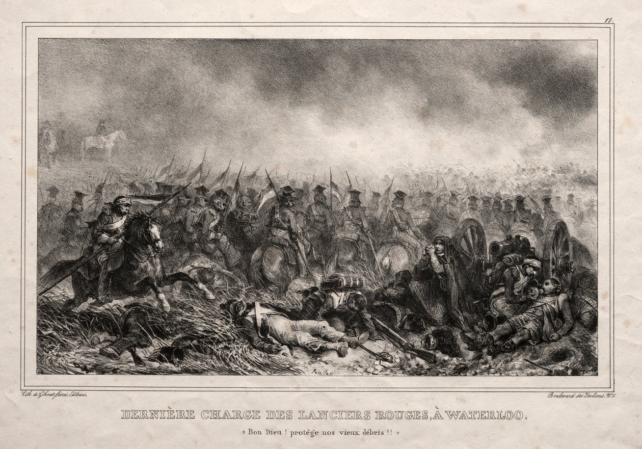 A Red Lancers utolsó támadása Waterlooban. alkotó: Auguste Raffet