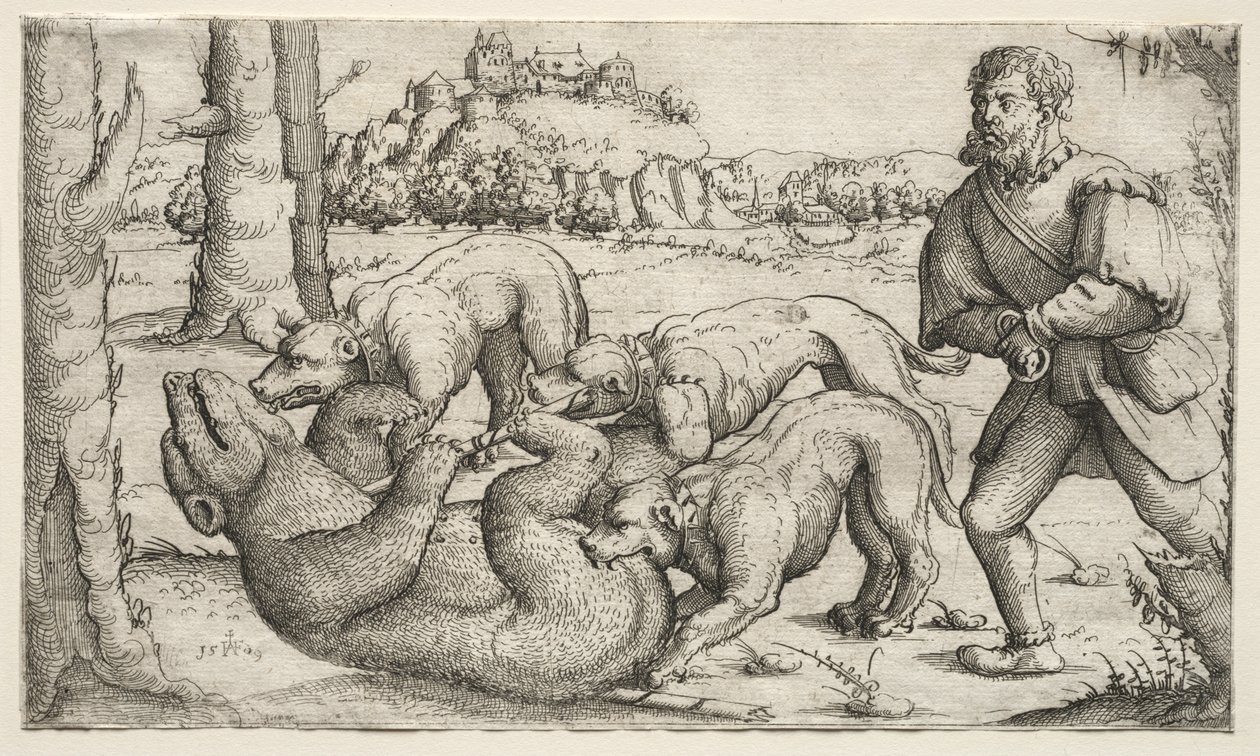 Medvevadászat alkotó: Augustin Hirschvogel