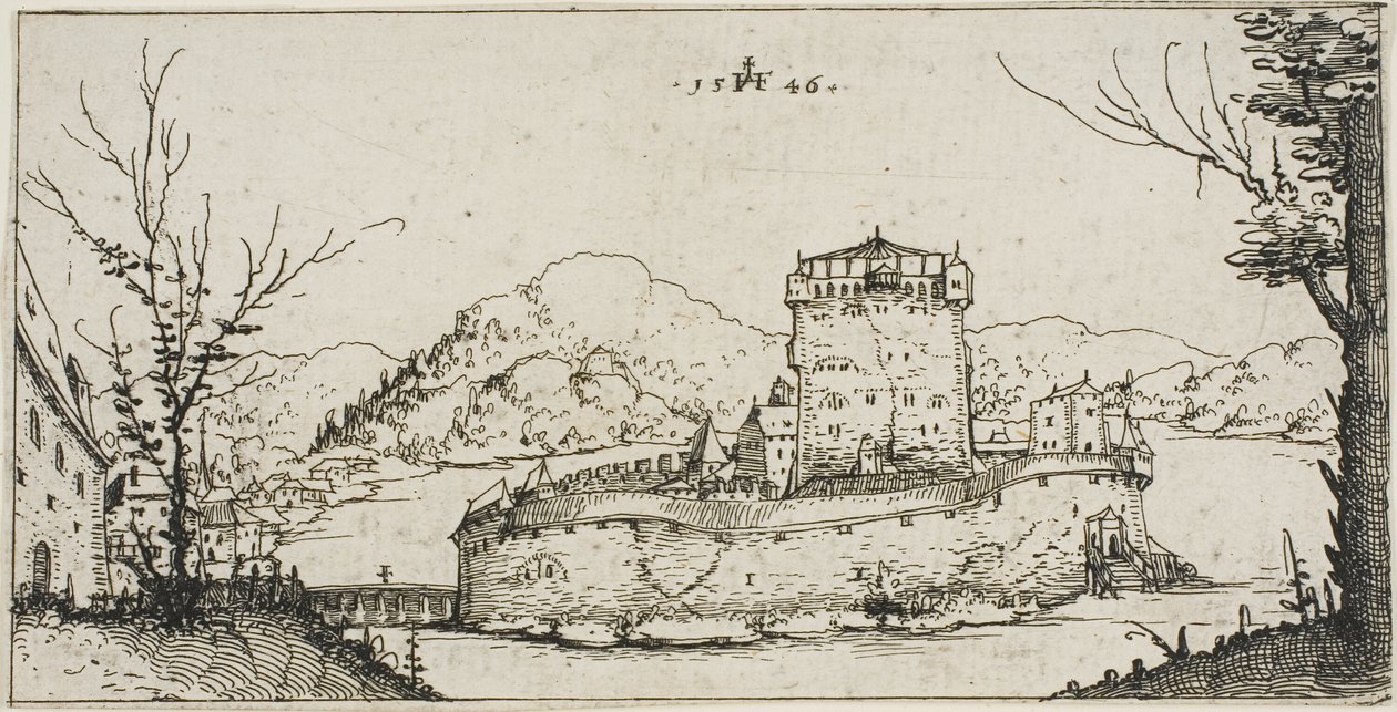 Erőd egy tóban alkotó: Augustin Hirschvogel