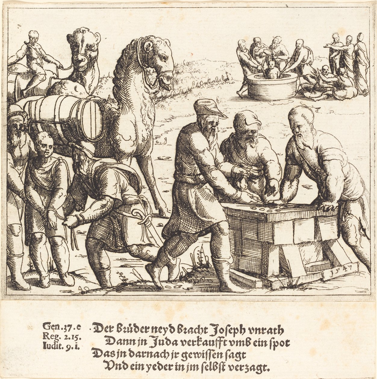 Józsefet eladták az izmaelitáknak, 1547. alkotó: Augustin Hirschvogel
