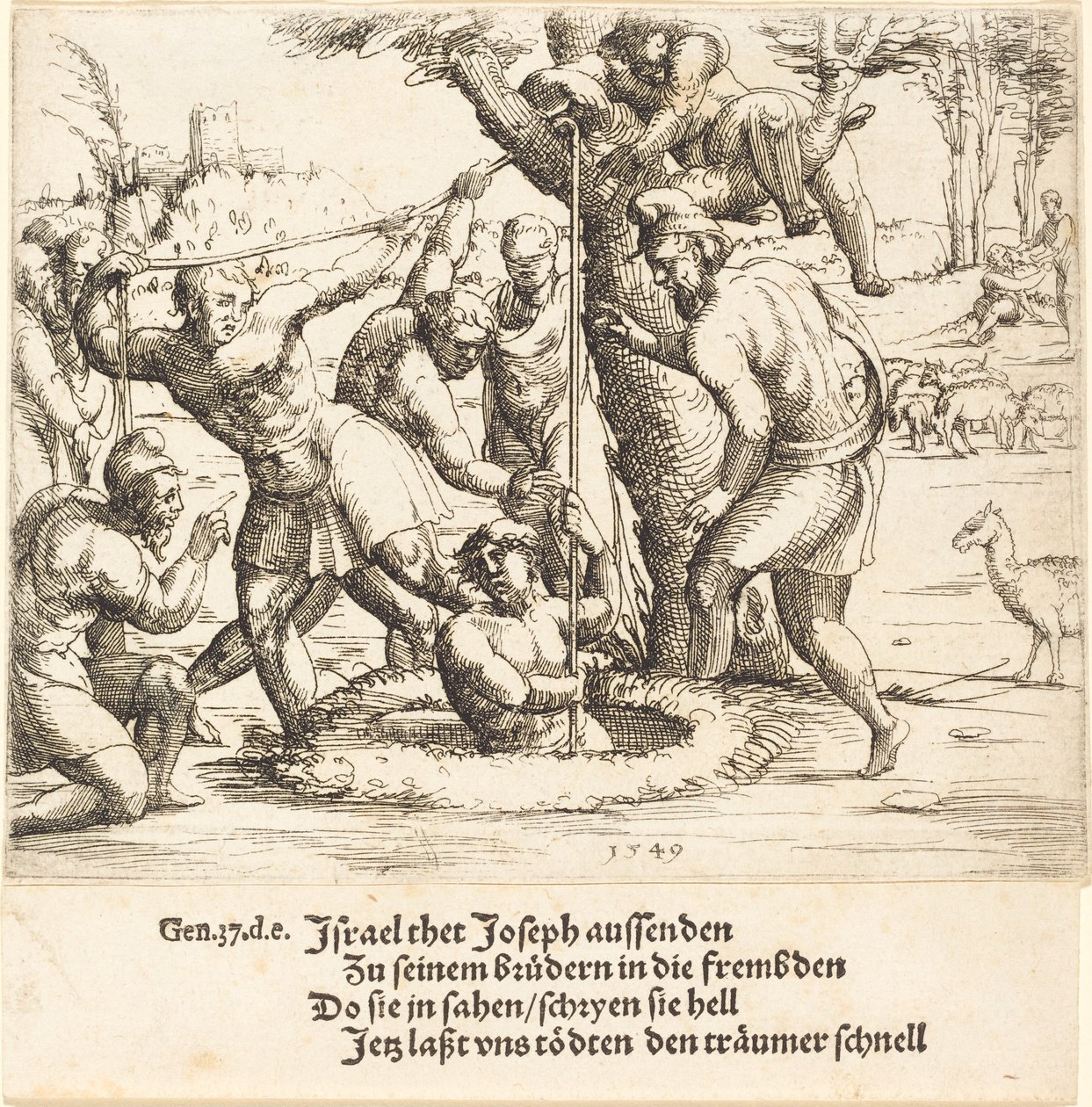 Kútba dobott József, 1549. alkotó: Augustin Hirschvogel